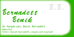 bernadett benik business card
